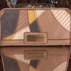 Funky Fossil leather and suede wallet